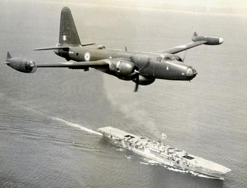 P2E (P2V5) Neptune over HMAS Sydney, Manus Is 1954